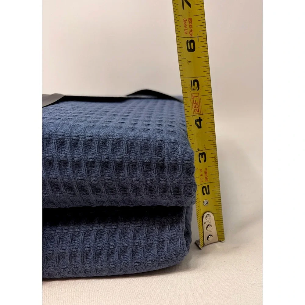NOS HTF Beautyrest Cotton Waffle Blanket Full Queen Blue Cotton Bedding
